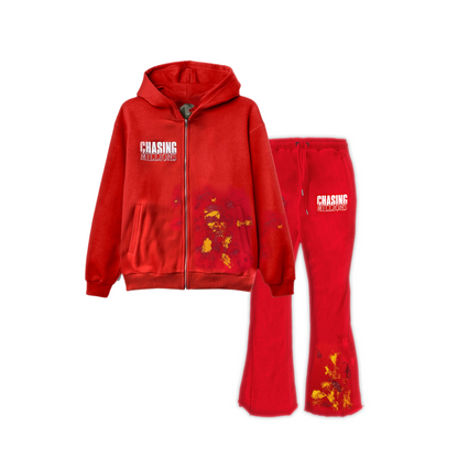 PAINT SPLATTER FLARED SWEATSUIT