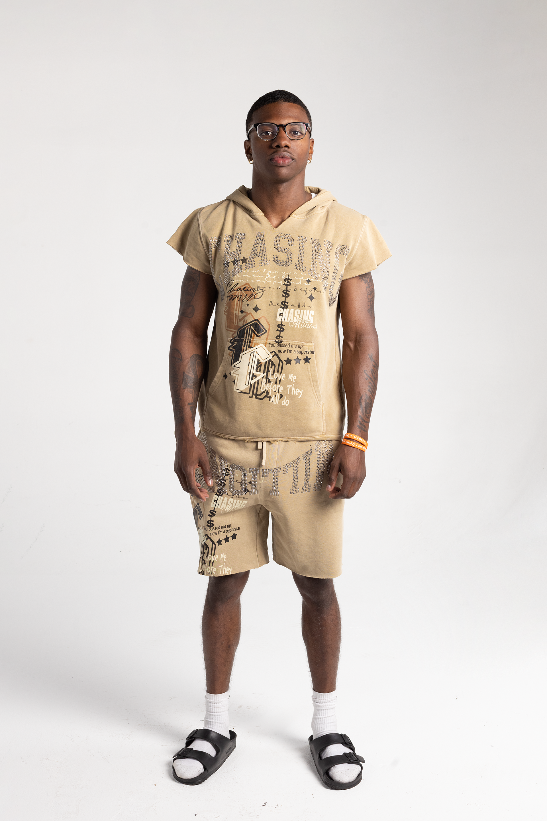 RHINESTONE SHORT SLEEVE HOODIE