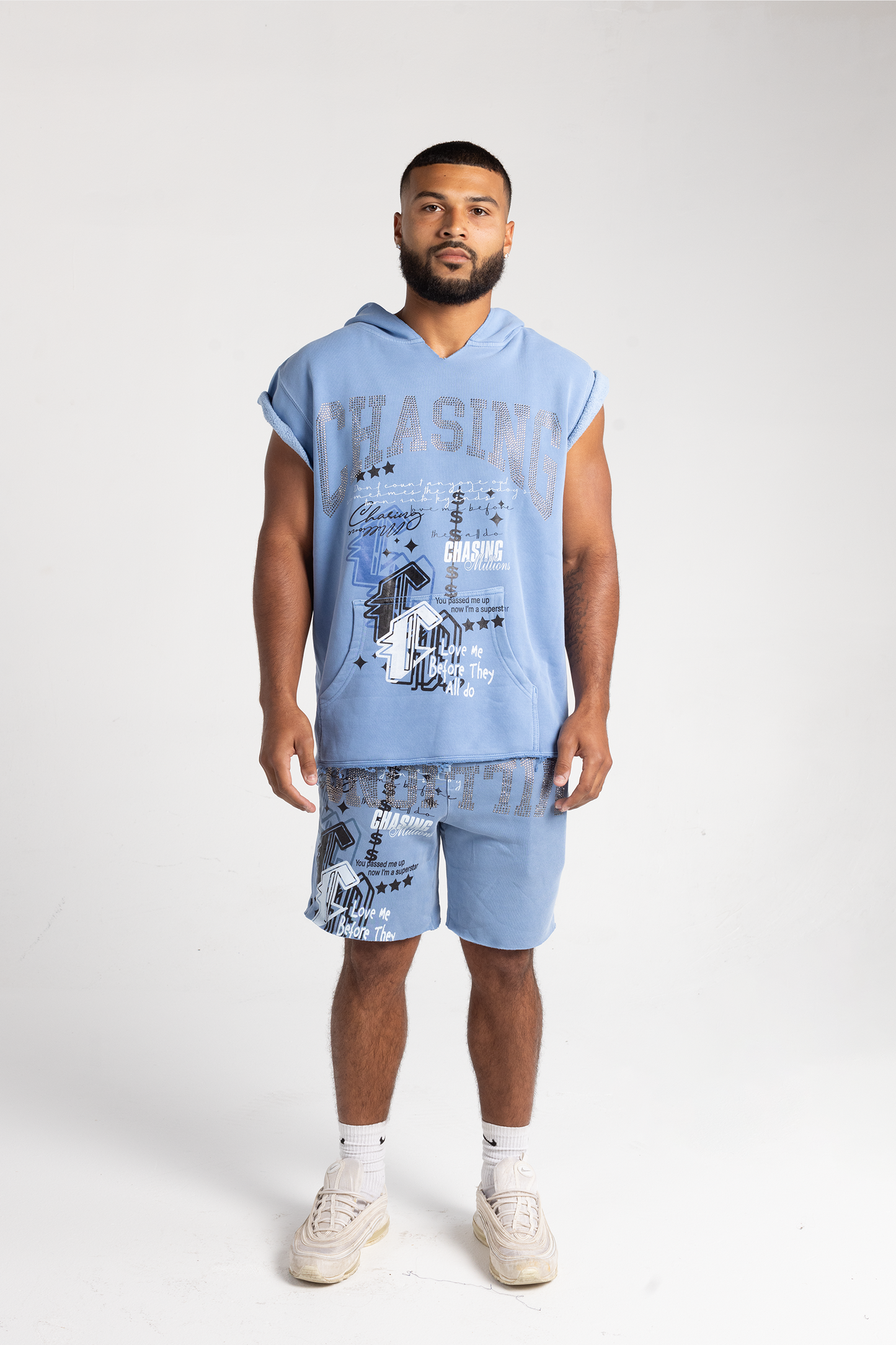 RHINESTONE SHORT SLEEVE HOODIE