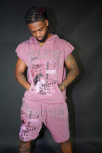 RHINESTONE SHORT SLEEVE HOODIE