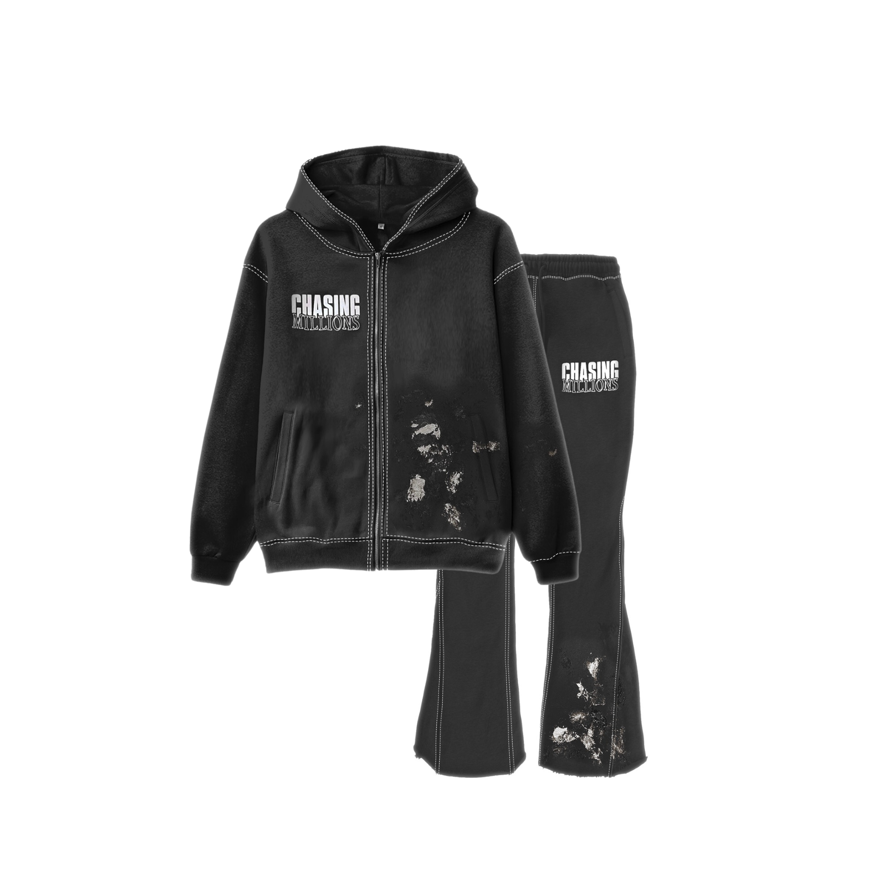 PAINT SPLATTER FLARED SWEATSUIT